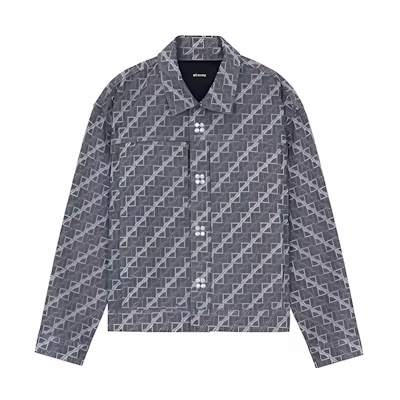 WE11DONE Logo All-Over Print Single-Breasted Jacket Unisex Grey WD-DJ3-21-337-U-GY