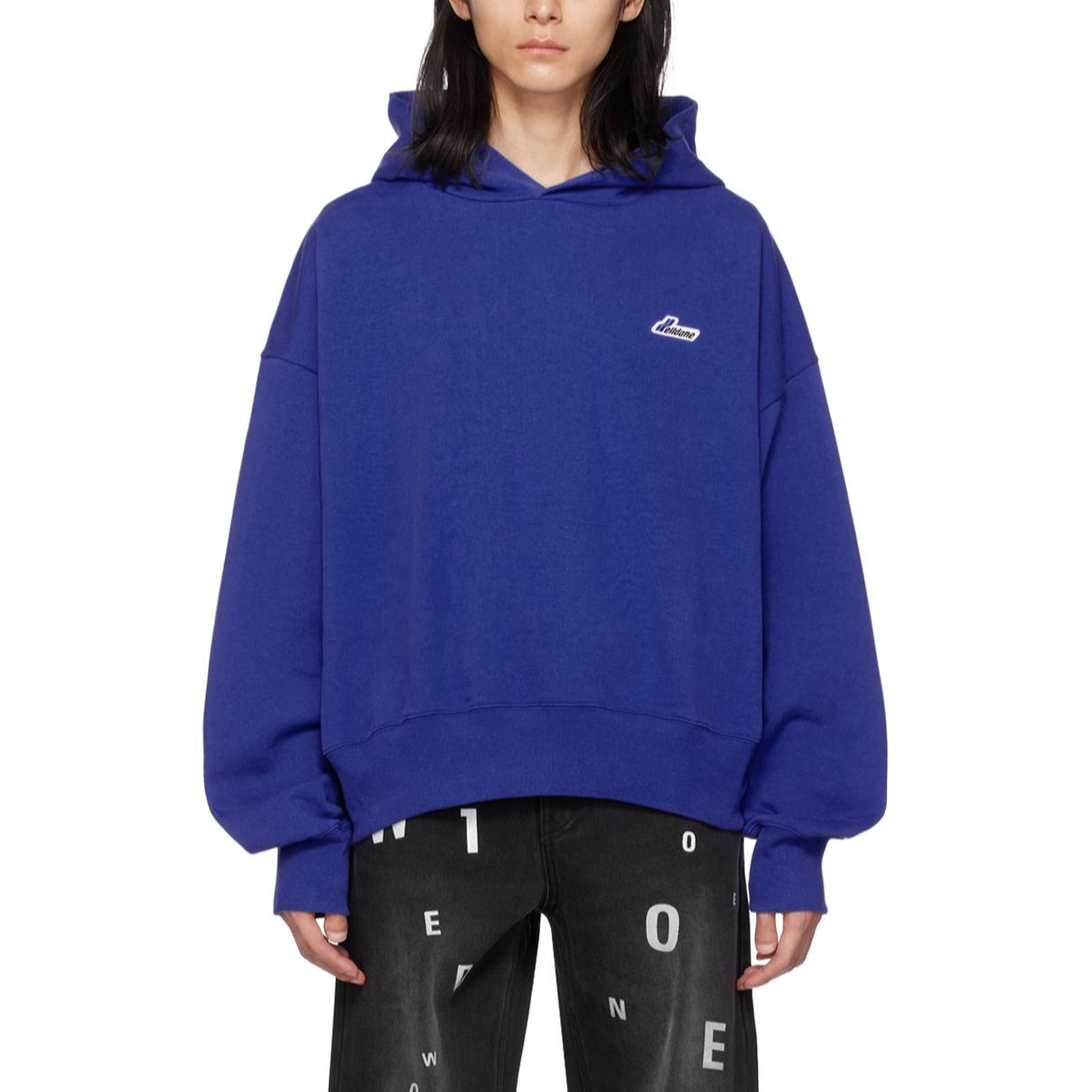 WE11DONE Logo Badge Oversized Drop Shoulder Hoodie Blue WD-TH3-22-714-U-BL