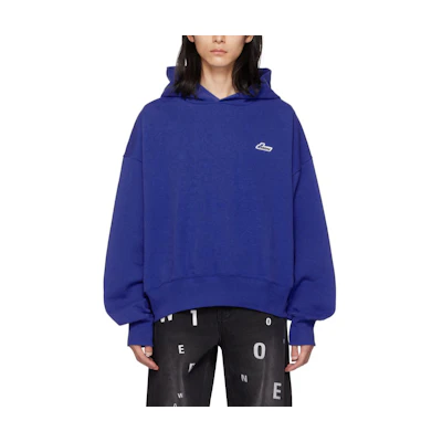 WE11DONE Logo Badge Oversized Drop Shoulder Hoodie Blue WD-TH3-22-714-U-BL