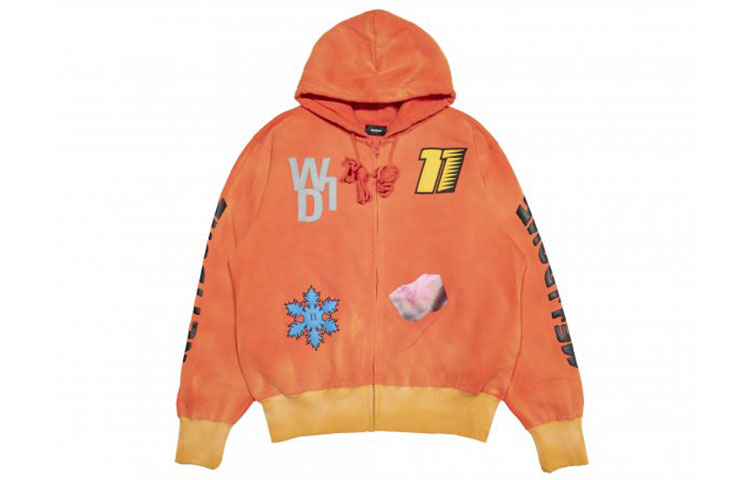 WE11DONE Logo Embroidered Patch Hoodie Jacket Orange - WD-TH8-20-108-U-OR