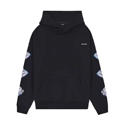 WE11DONE Logo Graphic Hoodie Unisex Black Long Sleeve Sweater WD-TH3-21-597-U-BK
