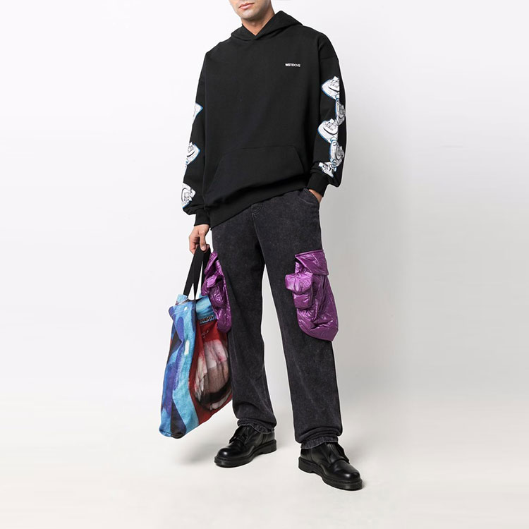 WE11DONE Logo Graphic Hoodie Unisex Black Long Sleeve Sweater WD-TH3-21-597-U-BK 圖 4