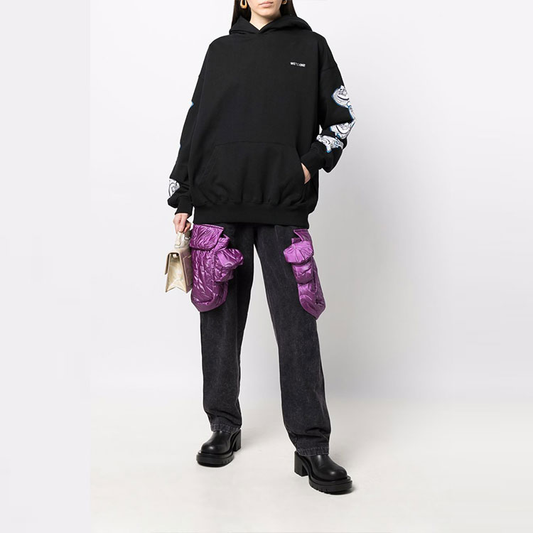 WE11DONE Logo Graphic Hoodie Unisex Black Long Sleeve Sweater WD-TH3-21-597-U-BK 圖 5