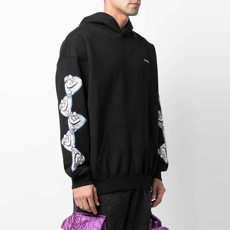 WE11DONE Logo Graphic Hoodie Unisex Black Long Sleeve Sweater WD-TH3-21-597-U-BK 圖 7