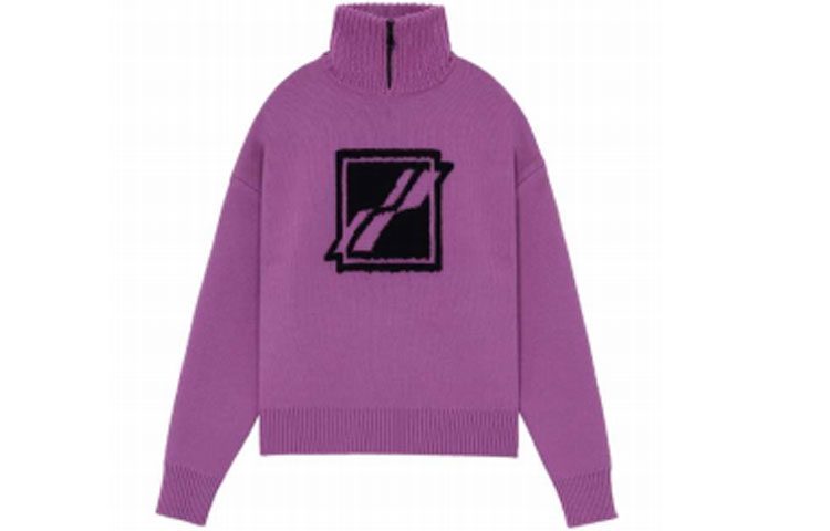 WE11DONE Logo Half-Zip Pullover Sweater Unisex Purple Long Sleeve WD-KO3-21-603-U-PP