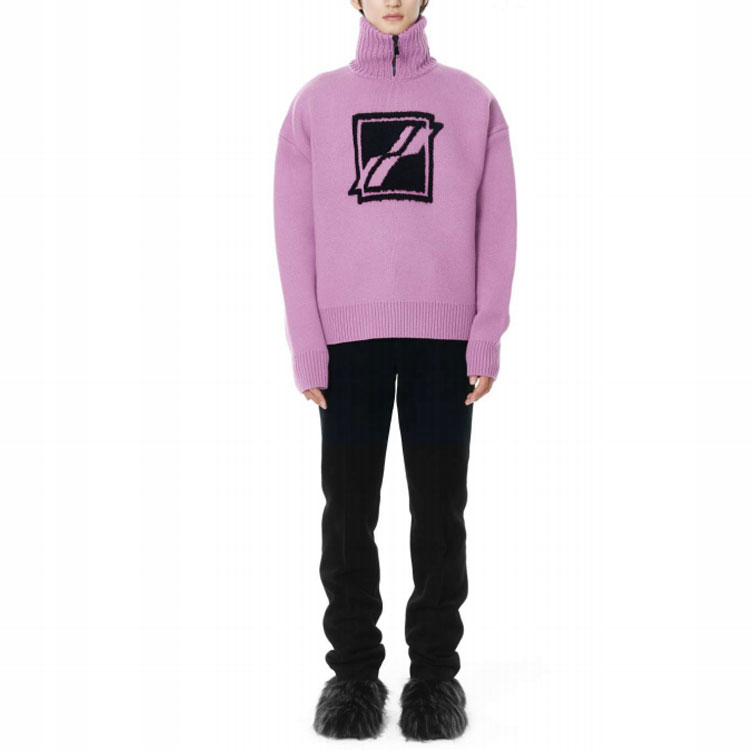 WE11DONE Logo Half-Zip Pullover Sweater Unisex Purple Long Sleeve WD-KO3-21-603-U-PP 圖 3