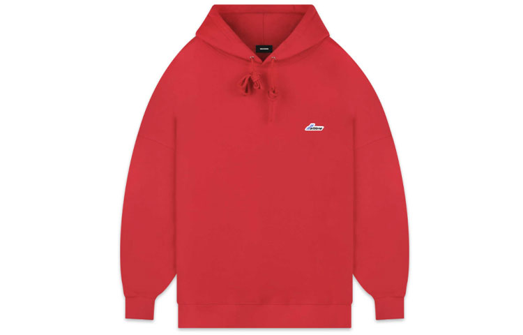 WE11DONE Logo Hoodie Unisex Red - Front Chest Emblem Design. WD-TP3-20-707-U-RD