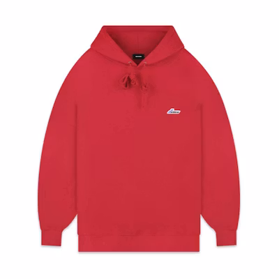 WE11DONE Logo Hoodie Unisex Red - Front Chest Emblem Design. WD-TP3-20-707-U-RD