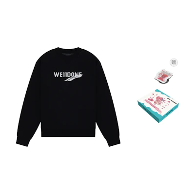 WE11DONE Logo Jacquard Wool Knit Oversized Pullover Sweater Unisex WD-KT3-23-613-U-BK