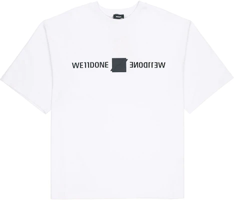 WE11DONE Logo Mirror Reversed Unisex White T-Shirt. WD-TT3-21-565-U-WH Order WE11DONE Logo Mirror Reversed Unisex White T-Shirt. WD-TT3-21-565-U-WH