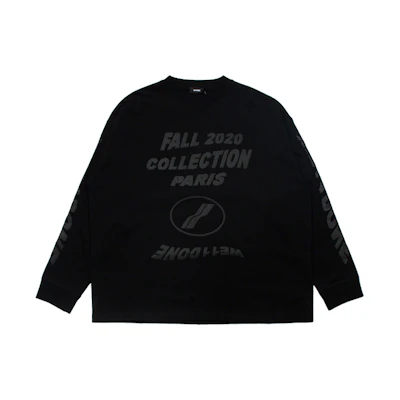 WE11DONE Logo Print Long Sleeve Pullover Unisex T-Shirt Black WD-TT8-20-101-U-BK