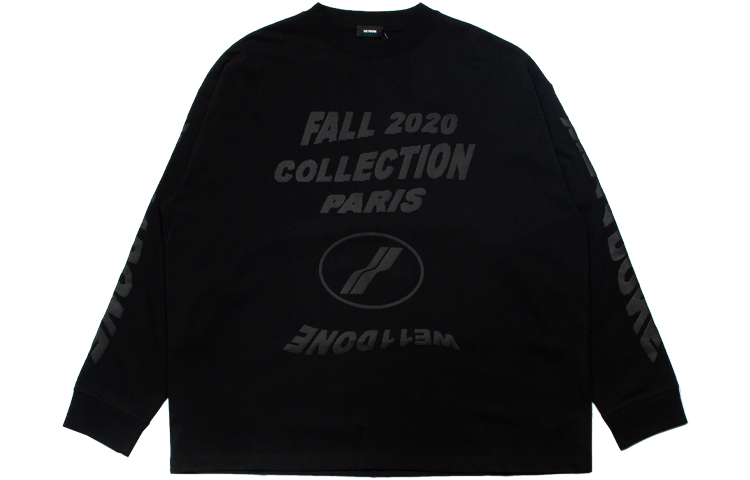 WE11DONE Logo Print Long Sleeve Pullover Unisex T-Shirt Black WD-TT8-20-101-U-BK 圖 2