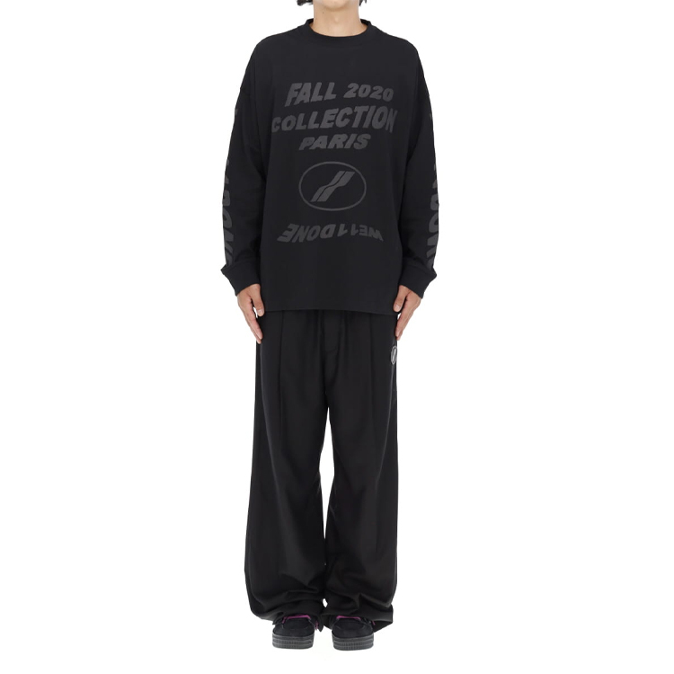 WE11DONE Logo Print Long Sleeve Pullover Unisex T-Shirt Black WD-TT8-20-101-U-BK 圖 4