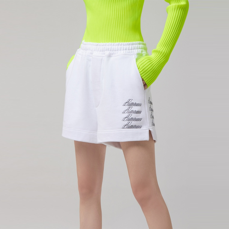 Purchase WE11DONE Logo Print Mid-Rise Loose Elastic Shorts Unisex White WD-TA8-20-111-U-WH