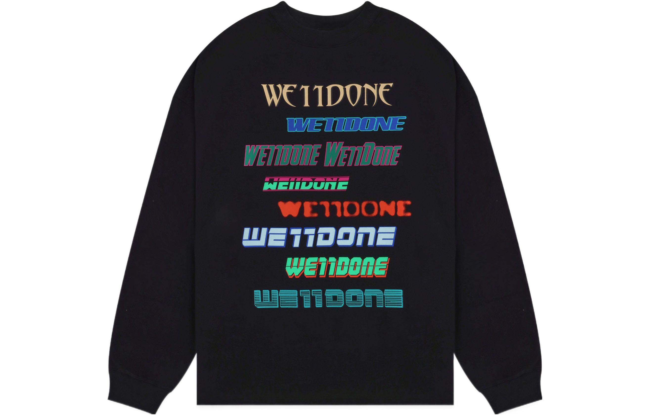 WE11DONE Logo Print Multicolor Dopamine Rainbow Tee Black Unisex Crewneck WD-TT1-22-848-U-BK