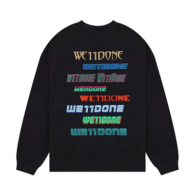 WE11DONE Logo Print Multicolor Dopamine Rainbow Tee Black Unisex Crewneck WD-TT1-22-848-U-BK