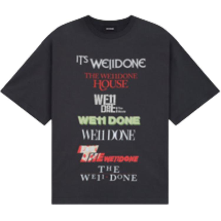 WE11DONE Logo Printed Oversized Relaxed Fit Unisex T-Shirt. WD-TT2-25-758-U-GY