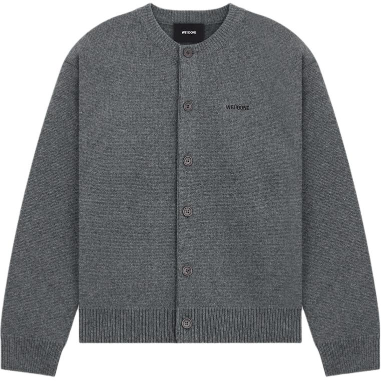 WE11DONE Logo Ribbed Crewneck Long Sleeve Sweater Grey - WD-KC2-24-600-M-CH