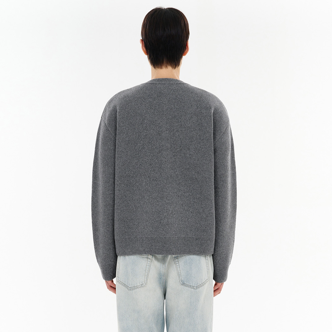 WE11DONE Logo Ribbed Crewneck Long Sleeve Sweater Grey - WD-KC2-24-600-M-CH 圖 6