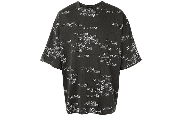 WE11DONE Logo Stamp Unisex Short Sleeve T-Shirt Charcoal Gray. WD-TP6-20-075-U-CH