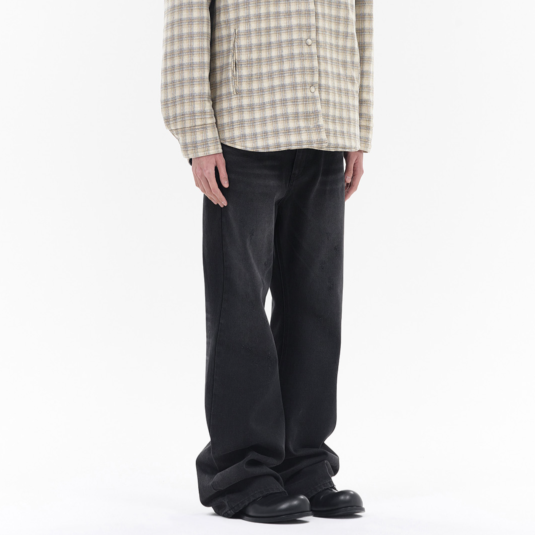 Details for WE11DONE Mid-Rise Pleated Blue Denim Jeans with Pocket Zipper for Men. WD-DP2-24-342-M-BK