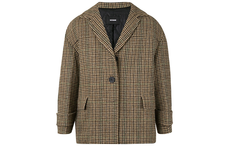 WE11DONE Mini Plaid Split Back Button Jacket Unisex Khaki WD-CT3-20-737-U-BR