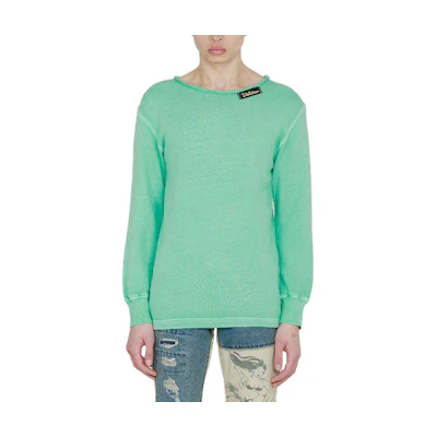 WE11DONE Mint Logo Patch Crewneck Sweatshirt Green - Long Sleeve Pullover WD-TS0-21-509-U-MT