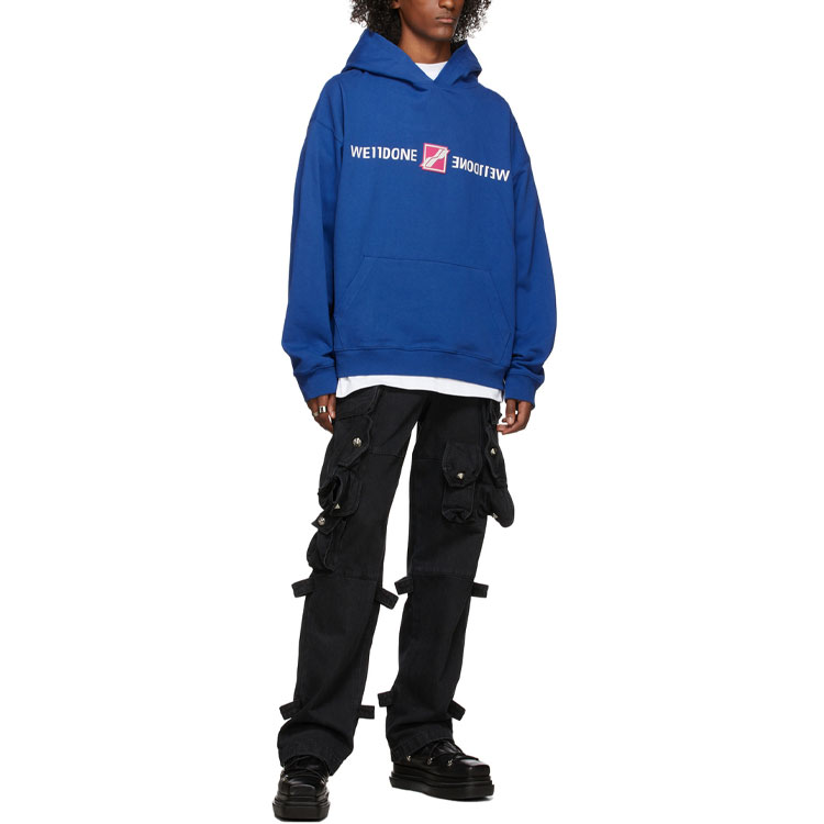 WE11DONE Mirror Logo Oversized Pullover Sweatshirt Unisex Blue WD-TH3-21-564-U-BL 圖 4