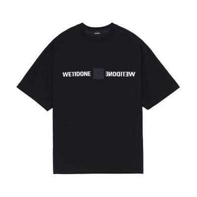 WE11DONE Mirror Reflective Unisex Short Sleeve T-Shirt. WD-TT3-21-565-U-BK