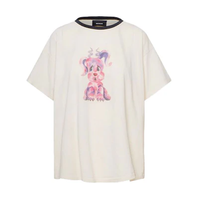 WE11DONE Monster Ink Art Graphic Unisex White Crewneck T-Shirt. WD-TT0-21-510-U-BK