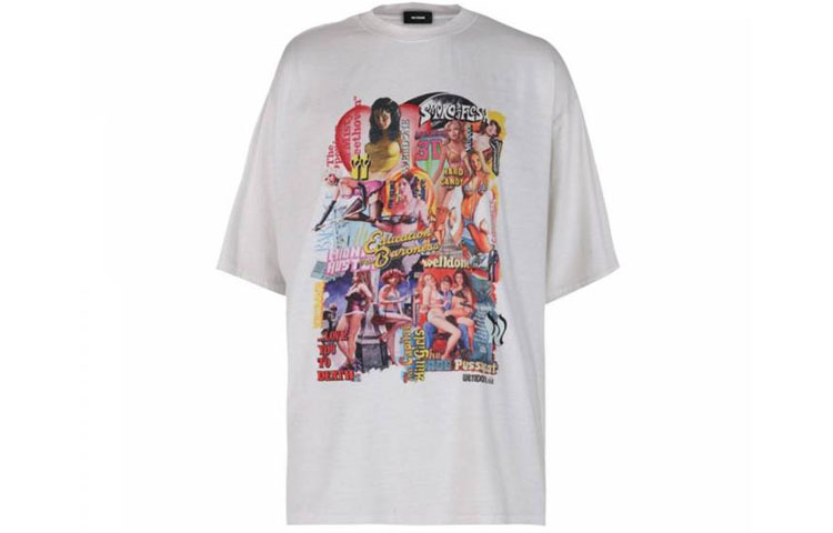 Order WE11DONE 電影角色印花男女白色圓領T恤。 WD-TP7-20-097-U-WH