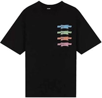 WE11DONE Multicolor Logo Print Unisex Black Crewneck T-Shirt. WD-TT1-21-546-U-BK WE11DONE Multicolor Logo Print Unisex Black Crewneck T-Shirt. WD-TT1-21-546-U-BK