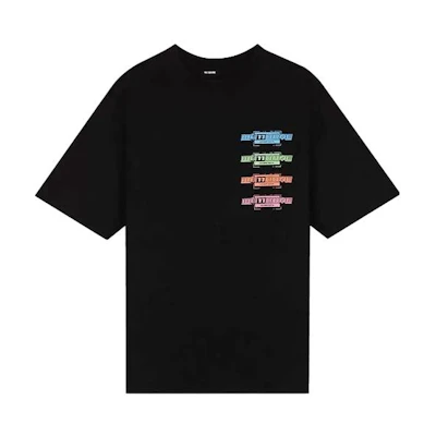 WE11DONE Multicolor Logo Print Unisex Black Crewneck T-Shirt. WD-TT1-21-546-U-BK