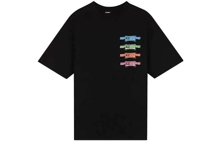 Order WE11DONE Multicolor Logo Print Unisex Black Crewneck T-Shirt. WD-TT1-21-546-U-BK