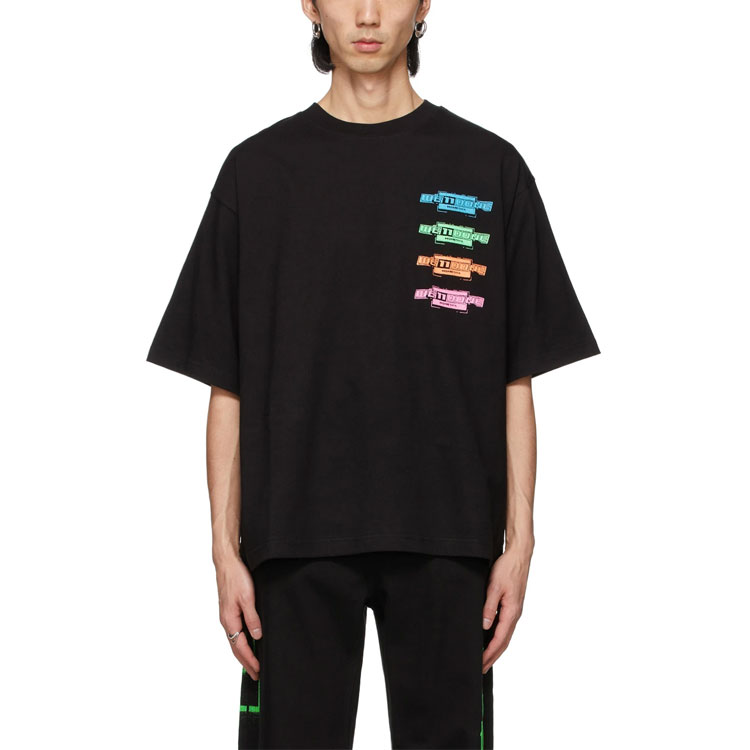 Shop WE11DONE Multicolor Logo Print Unisex Black Crewneck T-Shirt. WD-TT1-21-546-U-BK