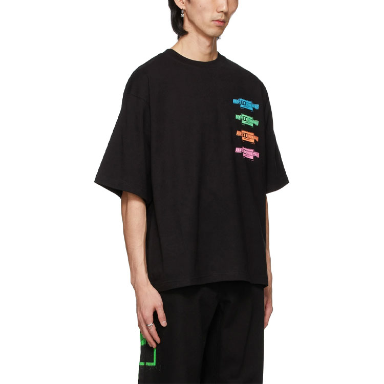 Purchase WE11DONE Multicolor Logo Print Unisex Black Crewneck T-Shirt. WD-TT1-21-546-U-BK