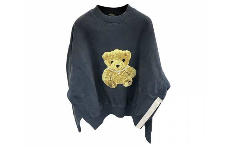 WE11DONE Navy Blue Bear Graphic Cartoon Unisex Pullover Sweatshirt. WD-TS9-20-120-U-NV 圖 2