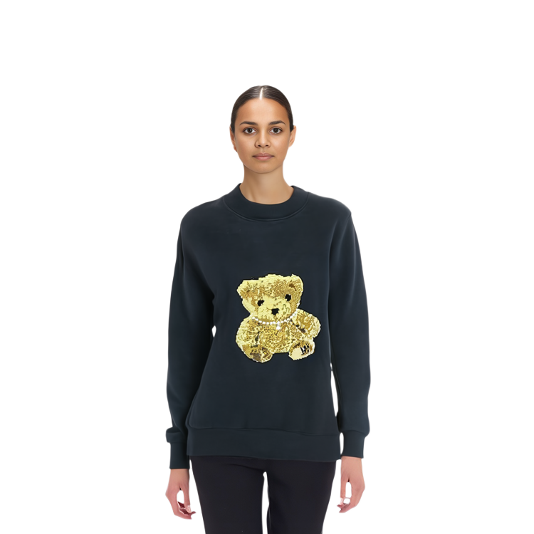 WE11DONE Navy Blue Bear Graphic Cartoon Unisex Pullover Sweatshirt. WD-TS9-20-120-U-NV 圖 5