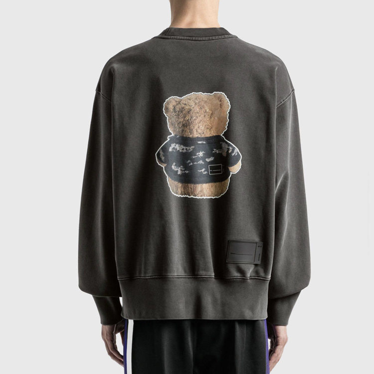 WE11DONE Oversized Bear Print Unisex Pullover Sweatshirt Black/Grey WD-TS9-20-130-U-CH 圖 5