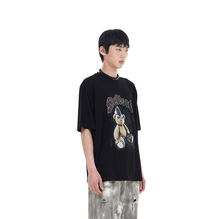 WE11DONE Oversized Black Crewneck Short Sleeve Tee Unisex WD-TT0-25-747-U-BK 圖 5