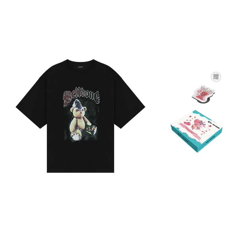 WE11DONE Oversized Black Crewneck Short Sleeve Tee Unisex WD-TT0-25-747-U-BK 圖 7