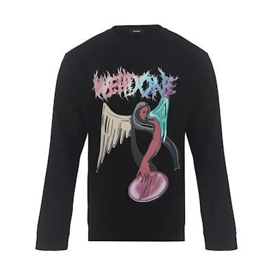 WE11DONE Oversized Crewneck Long Sleeve Sweatshirt Black WDTS323785UBK