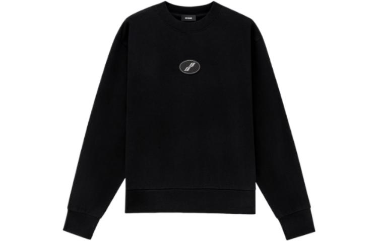 WE11DONE Oversized Crewneck Sweatshirt with Logo Patch Unisex Casual Long Sleeve WD-TS3-22-719-U-BK
