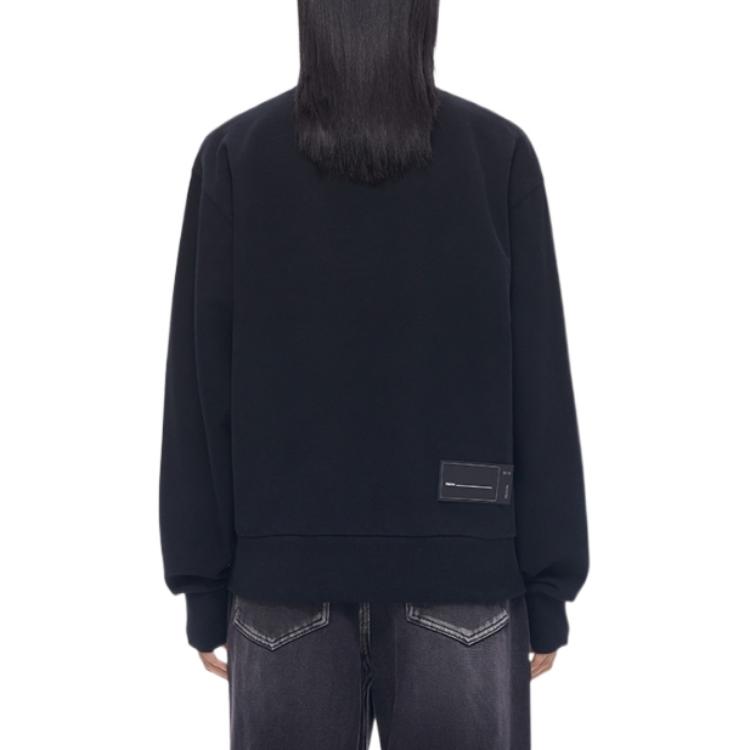 Cheap WE11DONE 男女同款宽松圆领长袖卫衣 带标志贴饰 WD-TS3-22-719-U-BK