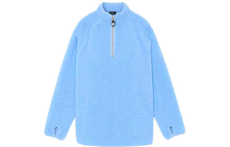 WE11DONE Oversized Fleece Turtleneck Sweatshirt Unisex Blue Pullover. WD-TS3-21-582-U-SK
