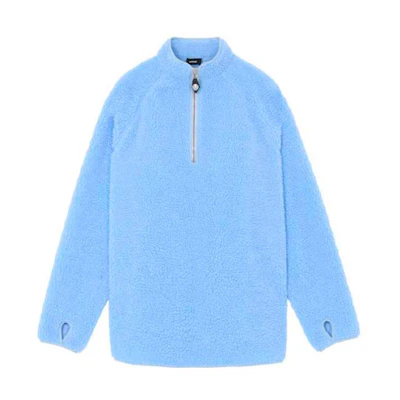 WE11DONE Oversized Fleece Turtleneck Sweatshirt Unisex Blue Pullover. WD-TS3-21-582-U-SK