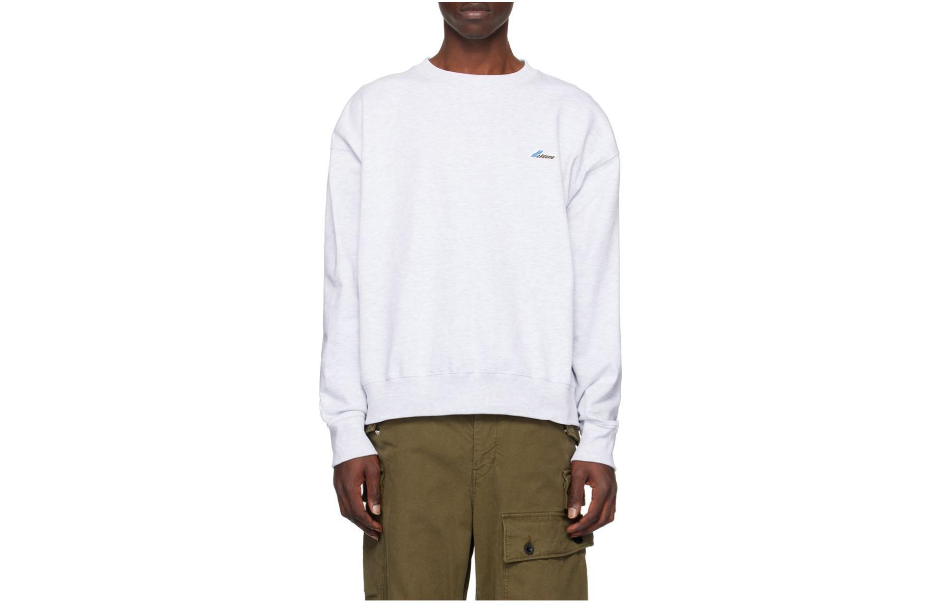 WE11DONE Oversized Logo Embroidered Crewneck Sweatshirt Unisex White. WD-TS3-22-746-U-GY