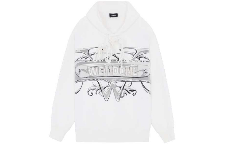 WE11DONE Oversized Logo Print Hoodie Unisex White WD-TH3-21-576-U-WH