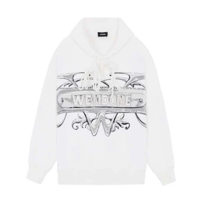 WE11DONE Oversized Logo Print Hoodie Unisex White WD-TH3-21-576-U-WH