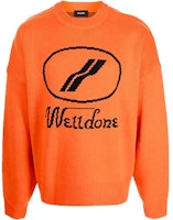 WE11DONE Oversized Logo Print Wool Sweater Unisex Orange - Autumn Winter Collection WD-KO8-20-507-U-OR WE11DONE Oversized Logo Print Wool Sweater Unisex Orange - Autumn Winter Collection WD-KO8-20-507-U-OR